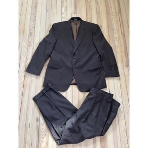 jos. a bank Mens Suit 46R Wool 2pc Jacket Pants Chocolate Brown‎ Blazer Formal